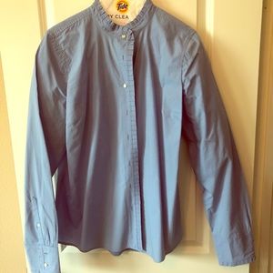 Blue ruffle trim shirt jcrew TALL size 14